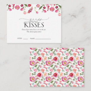 Guess How Many Kisses Pink Bridal Shower Game Enclosure Card