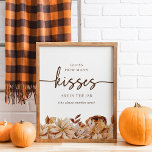 Guess How Many Kisses Poster<br><div class="desc">Guess How Many Kisses Poster. This elegant 'guess how many kisses' bridal shower poster features a beautiful frame of hand-painted boho watercolor burnt orange and terracotta leaves,  cream and beige dahlias,  and lovely rust-colored roses on a white background. Find matching items in the Autumn Romance Bridal Shower Collection.</div>