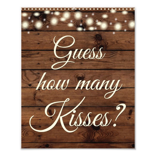Guess How Many Kisses Rustic Baby Shower Sign (Front)