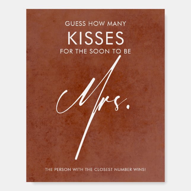 Guess How Many Kisses - Shabby Terracotta Sign (Front)