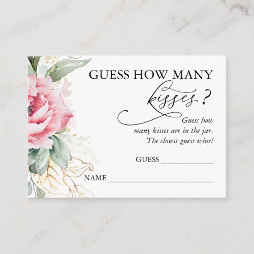 Guess How Many Kisses Succulents Game Cards