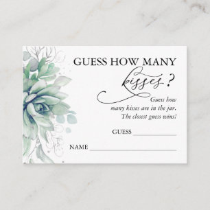 Guess How Many Kisses Succulents Game Cards