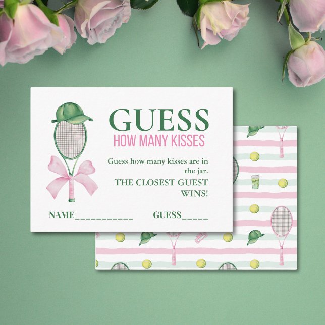 Guess How Many Kisses Tennis Bridal Shower Game  Enclosure Card (Creator Uploaded)
