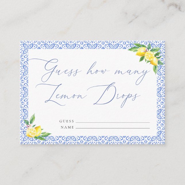 Guess How Many Lemon Drops Enclosure Card (Front)