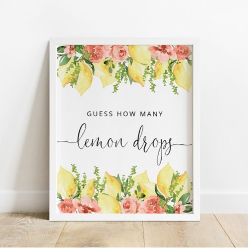 Guess How Many Lemon Drops Shower Game Sign