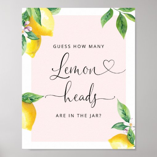Guess how many lemon heads are in the jar poster Zazzle
