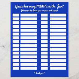 Guess How Many M&M's in the Jar Baby Shower Log