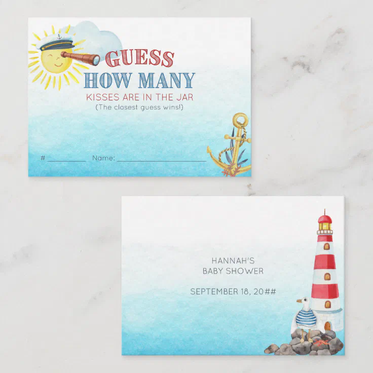 Guess How Many Nautical Baby Shower Game Card | Zazzle
