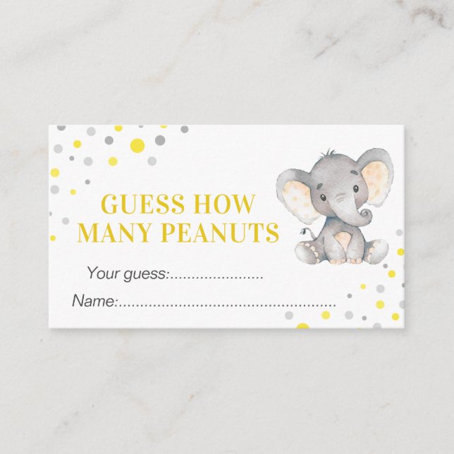 Guess How Many Peanuts Baby Shower Birthday Game Enclosure Card (Front)