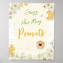 Guess How Many Peanuts Bee Honeycomb Party Game Poster