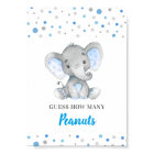 Guess How Many Peanuts Blue Elephant Baby Shower