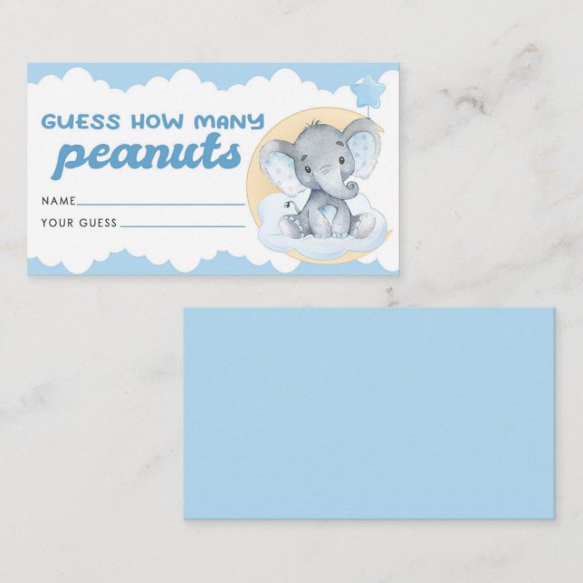 Guess How Many Peanuts Card Elephant Baby Shower (Front/Back)