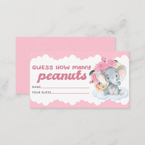 Guess How Many Peanuts Card Elephant Baby Shower