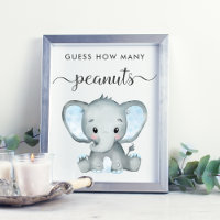 Guess How Many Peanuts Elephant Baby Boy Shower