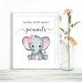 Guess How Many Peanuts Elephant Baby Girl Shower Poster