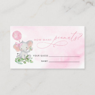 Guess How Many Peanuts Elephant Baby Shower Game Enclosure Card