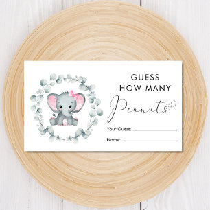 Guess How Many Peanuts Elephant Baby Shower Game Enclosure Card