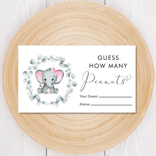 Guess How Many Peanuts Elephant Baby Shower Game Enclosure Card (Creator Uploaded)
