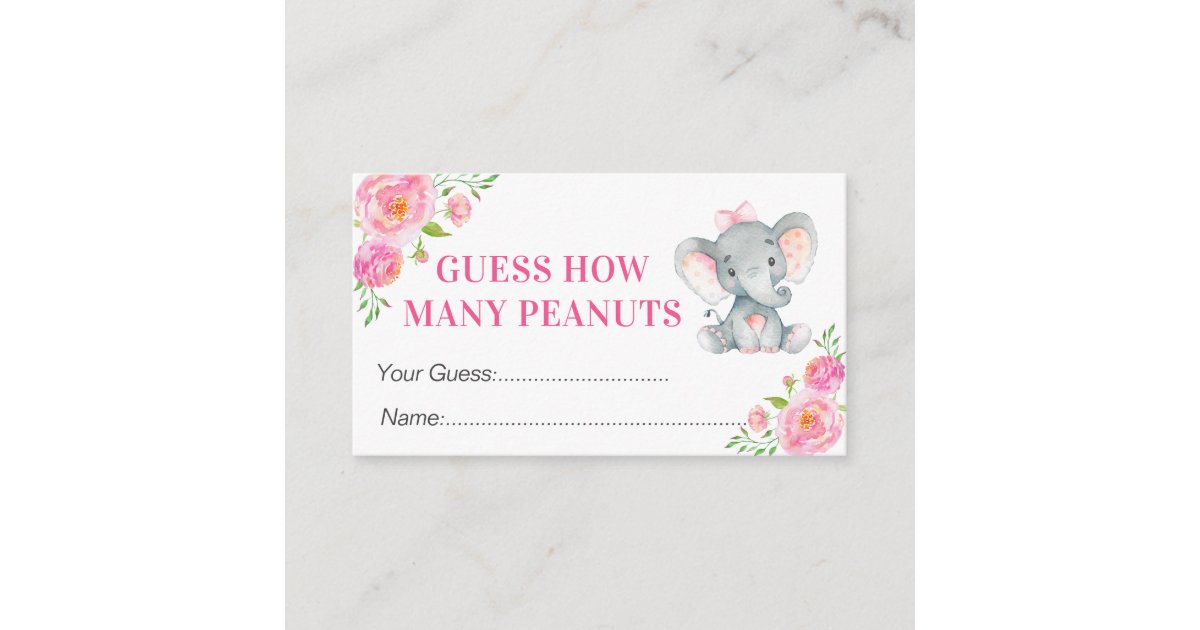Guess How Many Peanuts Elephant Baby Shower Game Enclosure Card Zazzle Com