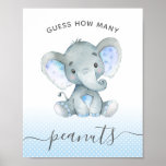 Guess How Many Peanuts Elephant Baby Shower Poster at Zazzle
