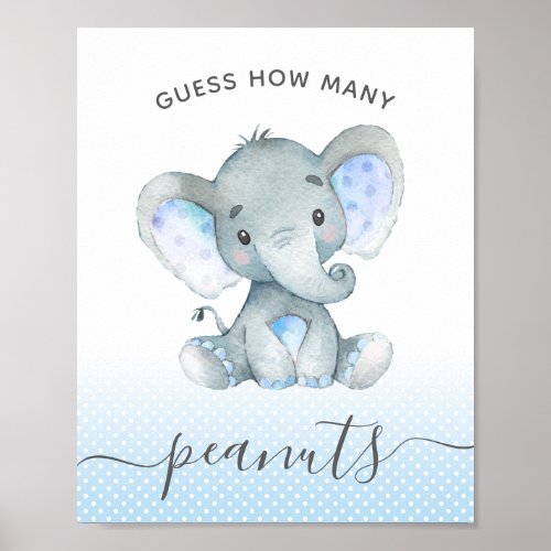 Guess How Many Peanuts Elephant Baby Shower Poster