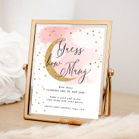 Guess How Many Pink Over the Moon Baby Shower Game