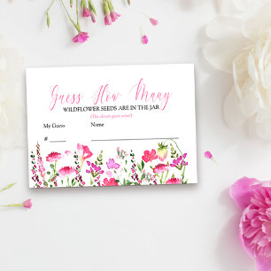 Guess How Many Pink Wildflower Guessing Game Card