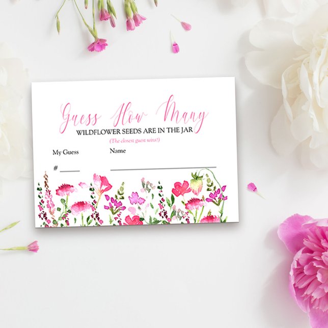 Guess How Many Pink Wildflower Guessing Game Card (Guess How Many Game cards from my Pink Wildflower Collection. Message me for co-ordinating designs)
