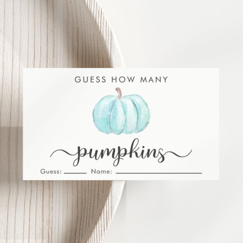 Guess How Many Pumpkins Baby Boy Shower Game Enclosure Card