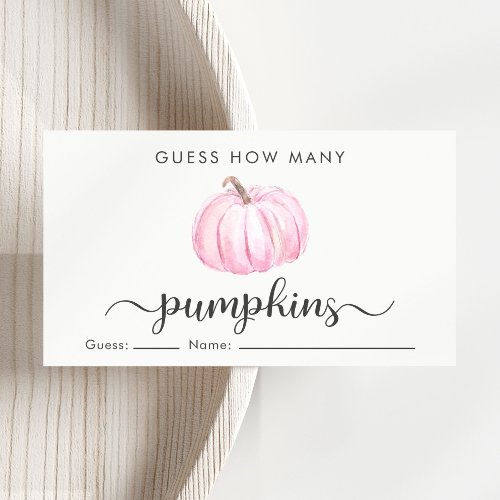 Guess How Many Pumpkins Baby Girl Shower Game Enclosure Card