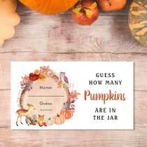 Guess How Many Pumpkins Baby Shower Game Enclosure Card