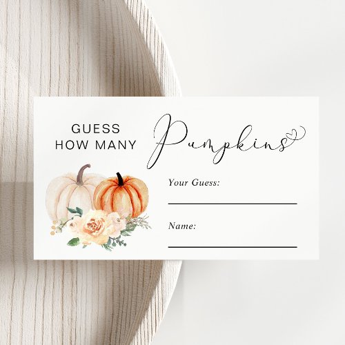 Guess How Many Pumpkins Baby Shower Game Enclosure Card