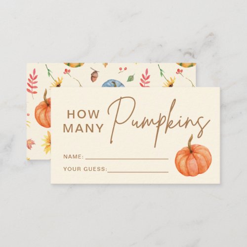 Guess How Many Pumpkins Baby Shower Game  Enclosure Card