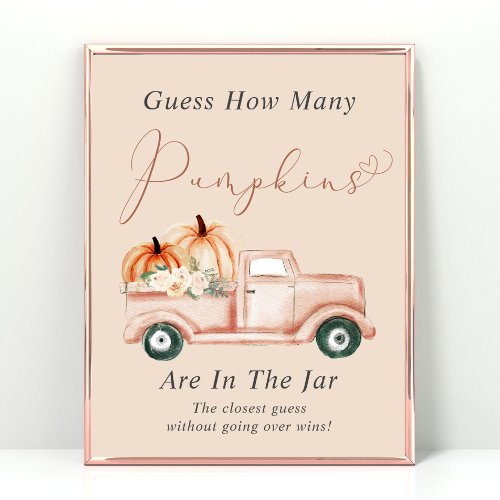 Guess How Many Pumpkins Baby Shower Game Poster