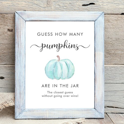 Guess How Many Pumpkins Baby Shower Game Poster