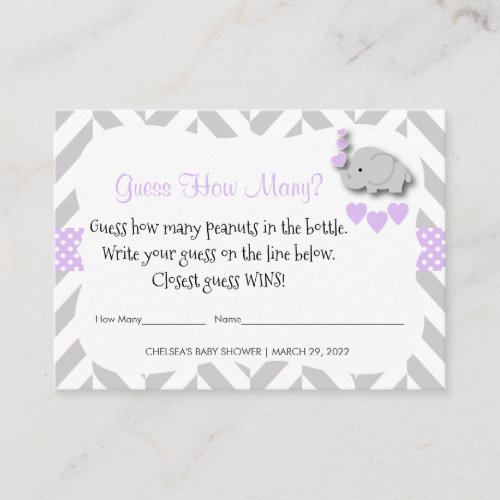 Guess How Many _ Purple Elephant Enclosure Card