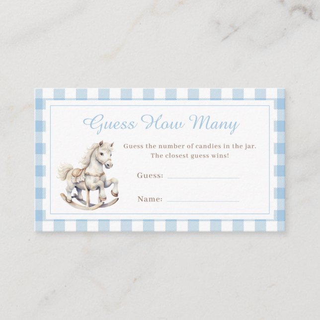 Guess How Many Rocking Horse Baby Shower Game Enclosure Card (Front)