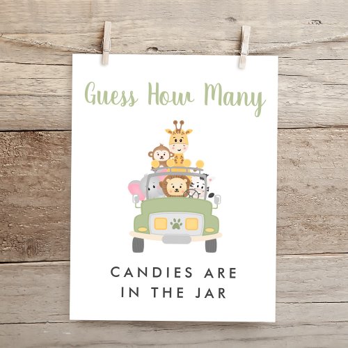 Guess How Many Safari Baby Shower Game Sign