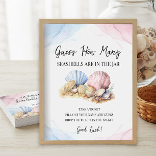 Guess How Many Seashells Gender Reveal Game Sign
