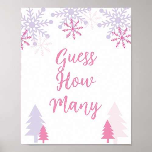 Guess How Many Sign Winter Baby Shower 
