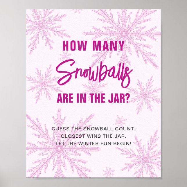 Guess How Many Snowballs Winter Baby Shower Poster (Front)