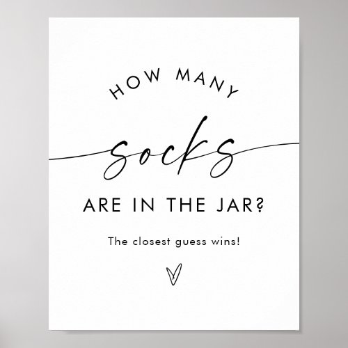 Guess How Many Socks Game  Neutral Baby Shower Poster