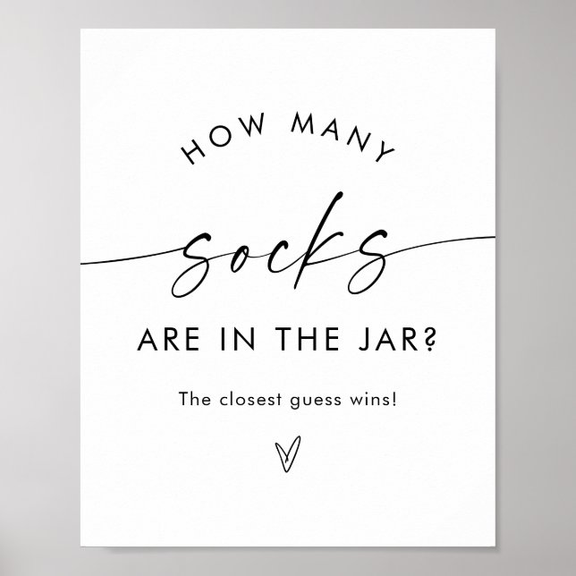 Guess How Many Socks Game | Neutral Baby Shower Poster (Front)