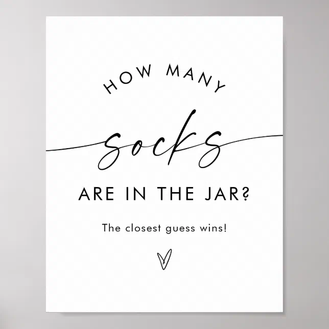 Guess How Many Socks Game | Neutral Baby Shower Poster | Zazzle