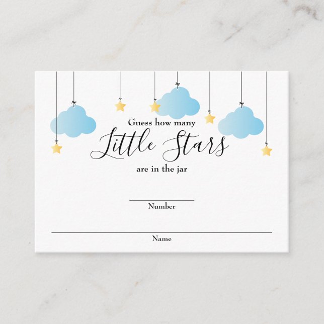Guess How Many Stars Baby Shower Game Enclosure Card (Front)