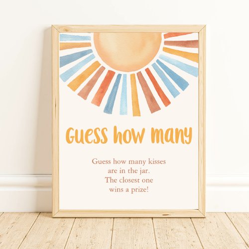 Guess how many sunshine boho baby shower game poster