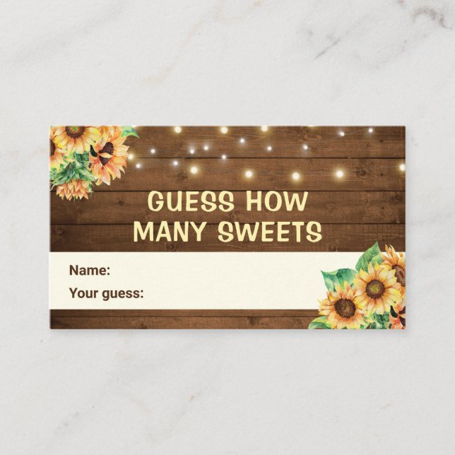 Guess How Many Sweets Rustic Baby Shower Sprinkle Enclosure Card (Front)