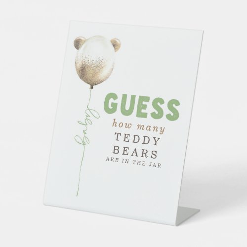 Guess How Many Teddy Bears _ Baby Shower Pedestal Sign