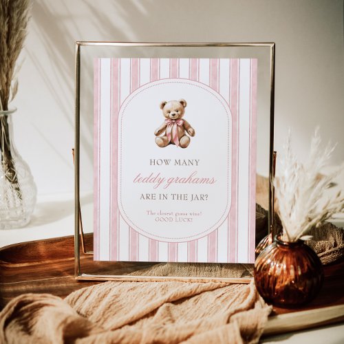 Guess How Many Teddy Grahams Baby Shower Game Sign