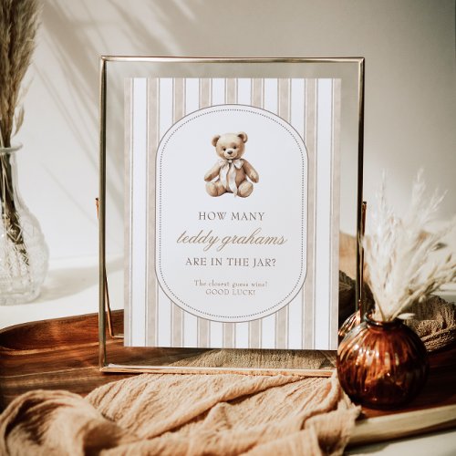 Guess How Many Teddy Grahams Baby Shower Game Sign